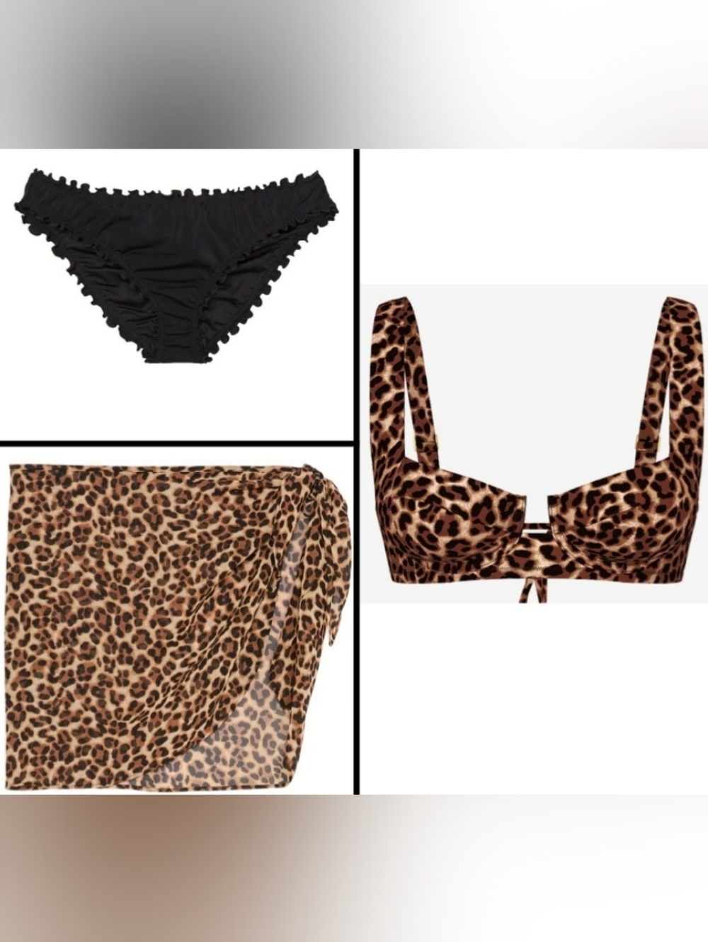34C/M/M VS Swim Full Coverage Bikini Top Ruffle Cheeky Sarong Bikini Set